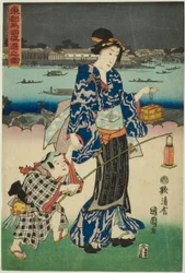 Abendvergnügungen in Ryogoku in der östlichen Hauptstadt