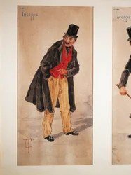Charakter von Tecoppa, geschaffen vom Mailänder Schauspieler Edoardo Ferravilla im Jahr 1874, Aquarell von Tranquillo Cremona