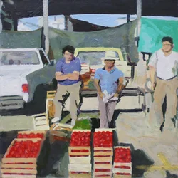 Drei Männer verkaufen Tomaten (San Juan, Argentinien), 2014