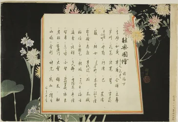 Indexseite, Drucke .51-.100 (Bd.1), aus der Serie "Bilder von keinen Aufführungen (Nogaku Zue)"