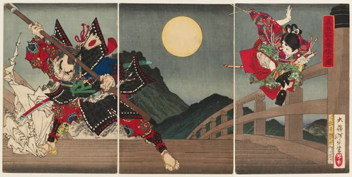 Yoshitsune und Benkei an der Gojō-Brücke