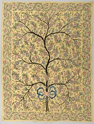 Seidenbehang mit gesticktem Lebensbaum