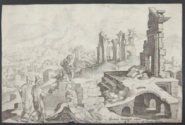 Hiob auf dem Misthaufen mit seiner Frau und drei Freunden