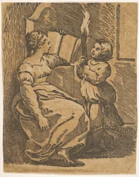 Eine Sibylle liest nach rechts, ca. 1517-18