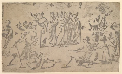 Der Tod des Ananias umgeben von Aposteln, 1518