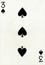 Pik 3 aus einem Spielkartensatz von Goodall & Son Ltd., ca. 1940