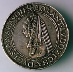 4-Testoon. Herzogtum Savoyen, Italien, Rückseite: Iolanta Ludovica, Herzogin von Savoyen, 1497-1504