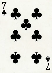 7 der Klubs aus einem Kartenspiel von Goodall & Son Ltd., ca. 1940