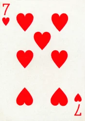 7 der Herzen aus einem Kartenspiel von Goodall & Son Ltd., ca. 1940