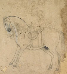 Ein gesatteltes Pferd, um 1750