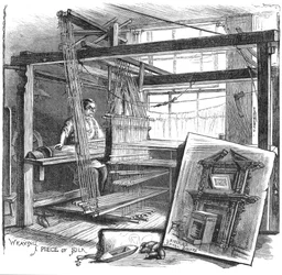 Ein Seidenweber aus Spitalfields an seinem Handwebstuhl, 1884
