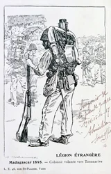 Eine Kolonne der französischen Fremdenlegion auf dem Weg nach Tananarive, Madagaskar, 1895