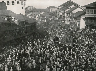 Eine große einheimische Prozession, Bombay, Indien, 1895
