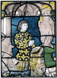 Ein Ritter von Bernemicourt bei seinen Gebeten vor einem Bild von St. Maria Magdalena