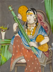 Eine Dame spielt eine Vina, 19. Jahrhundert