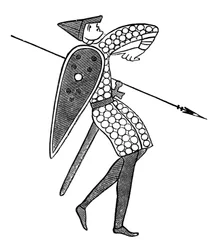 Ein Lanzenträger von Williams Armee, Bayeux-Teppich, ca. 1070er Jahre, 1870