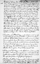 Eine Seite aus dem Tagebuch von John Newton, 1750-1754