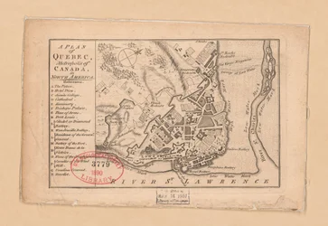 Ein Plan von Quebec, Metropole von Kanada in Nordamerika