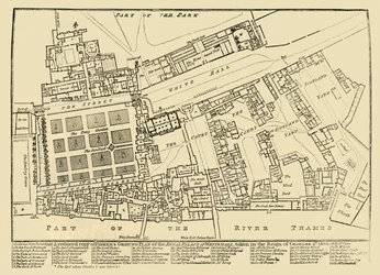 Eine reduzierte Kopie von Fishers Grundriss des Königspalastes von Whitehall, 1680, 1881