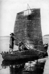 Ein Schilf-Balsa-Segelboot, Bolivien