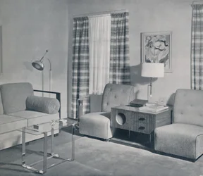 Ein Blick in eine Zweizimmerwohnung im Keeler-Gebäude, Grand Rapids, Michigan, 1935