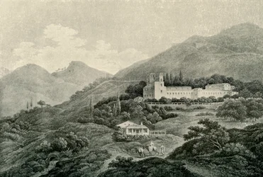 Ein Blick auf die königliche Villa des Generalife in Granada, 19. Jahrhundert, 1907