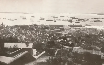 Ansicht der neuen Kais während des Baus, 1914