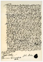 Vereinbarung zwischen John Milton und Samuel Symons, 27. April 1667