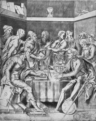 Agrippa unterrichtet seine Schüler in Mathematik