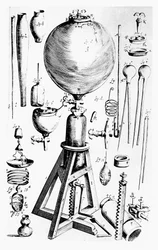 Luftpumpe, 1660 von Robert Hooke für Robert Boyle gebaut