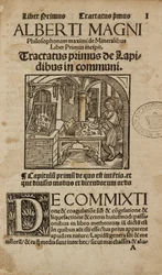 Alchemie & Frühe Chemie Titelblatt zu einem mittelalterlichen deutschen Werk über Mineralogie und Alchemie