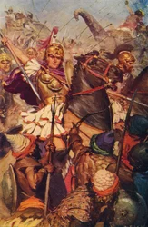 Alexander in der Schlacht mit Porus, 326 v. Chr., um 1912