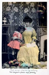 Alles, was die Kinder bezaubert.., französische Postkarte, um 1900