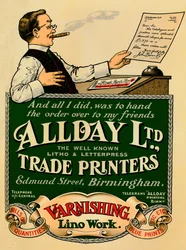 Allday Ltd., Werbeanzeige für Drucker, 1910