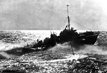 Alliierter Schnellboot auf Patrouille vor der französischen Küste, 1944