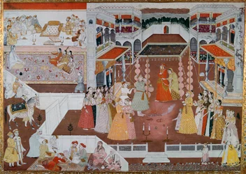 Indisches Hochzeitsgemälde aus Lucknow, 18. Jahrhundert