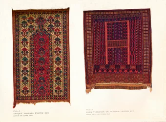 Antiker Buchara-Gebetsteppich und Sarik-Turkmenen- oder Punjdeh-Gebetsteppich, ca. 1920
