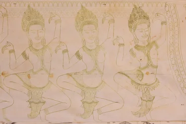 Apsara-Zeichnung, Siem Reap, Kambodscha