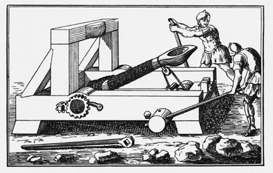 Archimedes Belagerungskatapult. Aus Die Historien von Polybius, 1727
