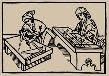 Arithmetik und Geometrie. Aus Speculum Vitae Humanae von Rodericus Zamorensis, 1479