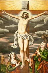 Armenische Apostolische Kirche; Wandmalerei; Szene aus dem Neuen Testament; die Kreuzigung Jesu; Vank-Kathedrale; Jolfa oder Neu-Julfa; Isfahan; Iran; Asien