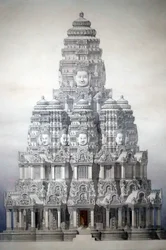 Asiatisches Zivilisationsmuseum, Angkor, Erkundung der heiligen Stadt Kambodschas, Restaurierung des zentralen Turms des Bayon, Louis Delaporte und Henri Deverin, Kambodscha