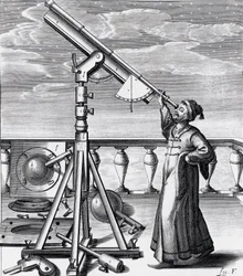 Astronomisches Teleskop mit Beobachter