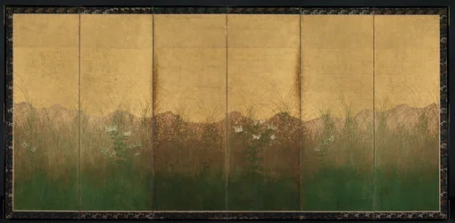 Herbstabend mit Vollmond auf der Musashino-Ebene, frühe 1600er