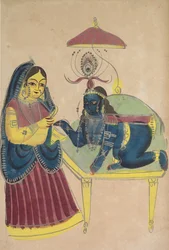 Baby Krishna bittet Yashoda um Butter, 1800er Jahre