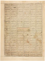 Bahram Gur kommt zum Haus eines Kaufmanns, Textseite recto, aus einem Shahnama