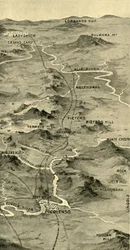 Ballonkarte zur Veranschaulichung der Schlacht von Pieters und der Entlastung von Ladysmith, 1900