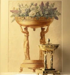 Korb, getragen von zwei Frauen, Aquarell von Garneray