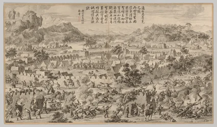 Schlacht bei Tunggushi Luke: aus Schlachtszenen der Niederschlagung der Aufstände..., ca. 1765-1774