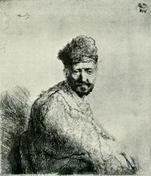 Bärtiger Mann in einer pelzbesetzten orientalischen Mütze und Robe: der Vater des Künstlers, 1631, 1906